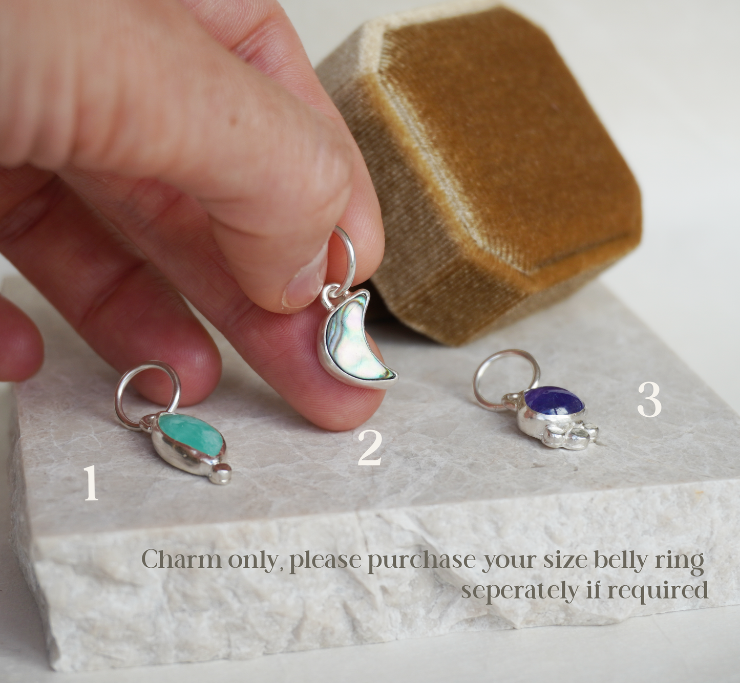 August collection gemstone sterling silver belly ring charms | One of a kind | Ready to ship