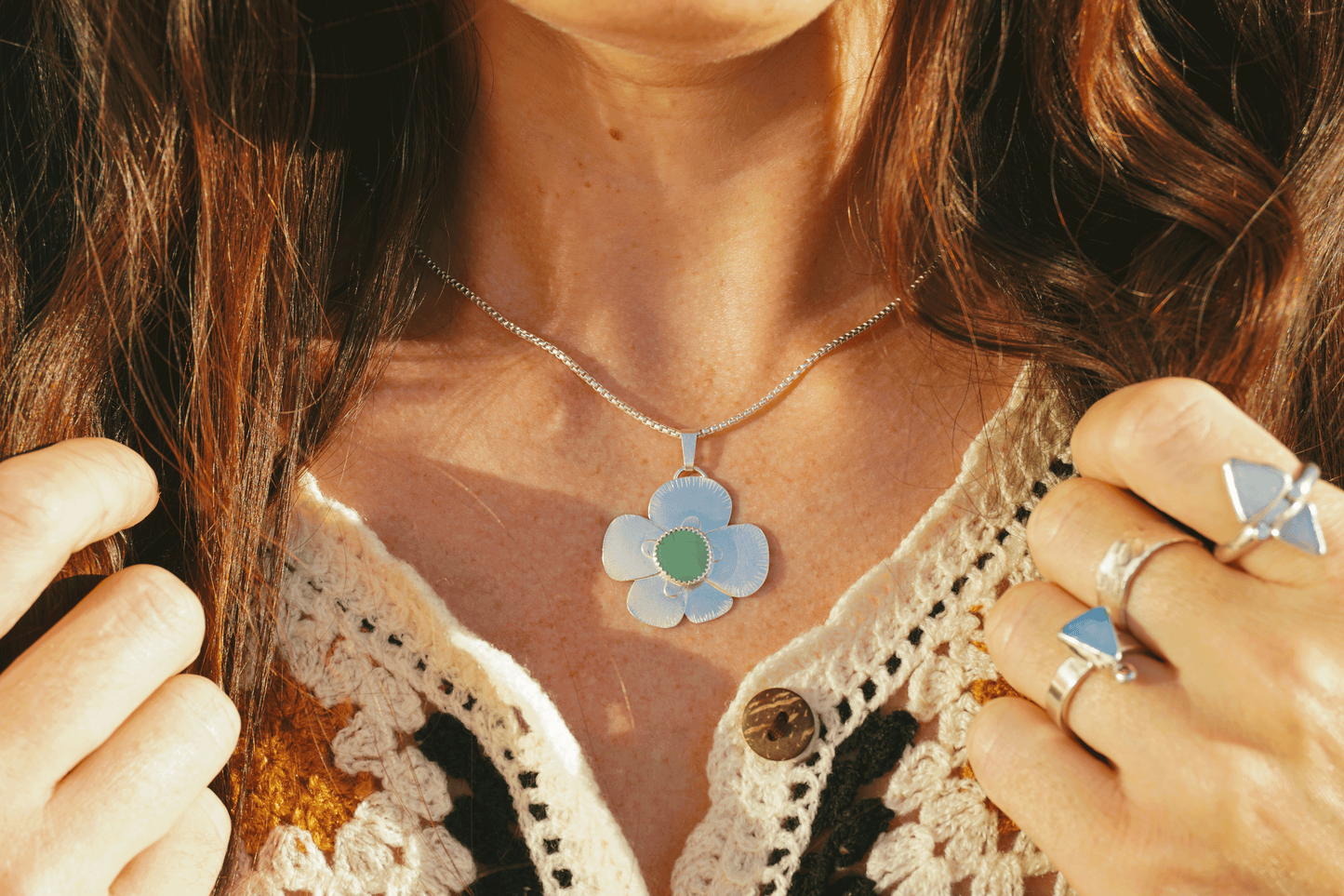 Seconds * The poppy necklace | Sterling silver and turquoise | One of a kind | Ready to ship