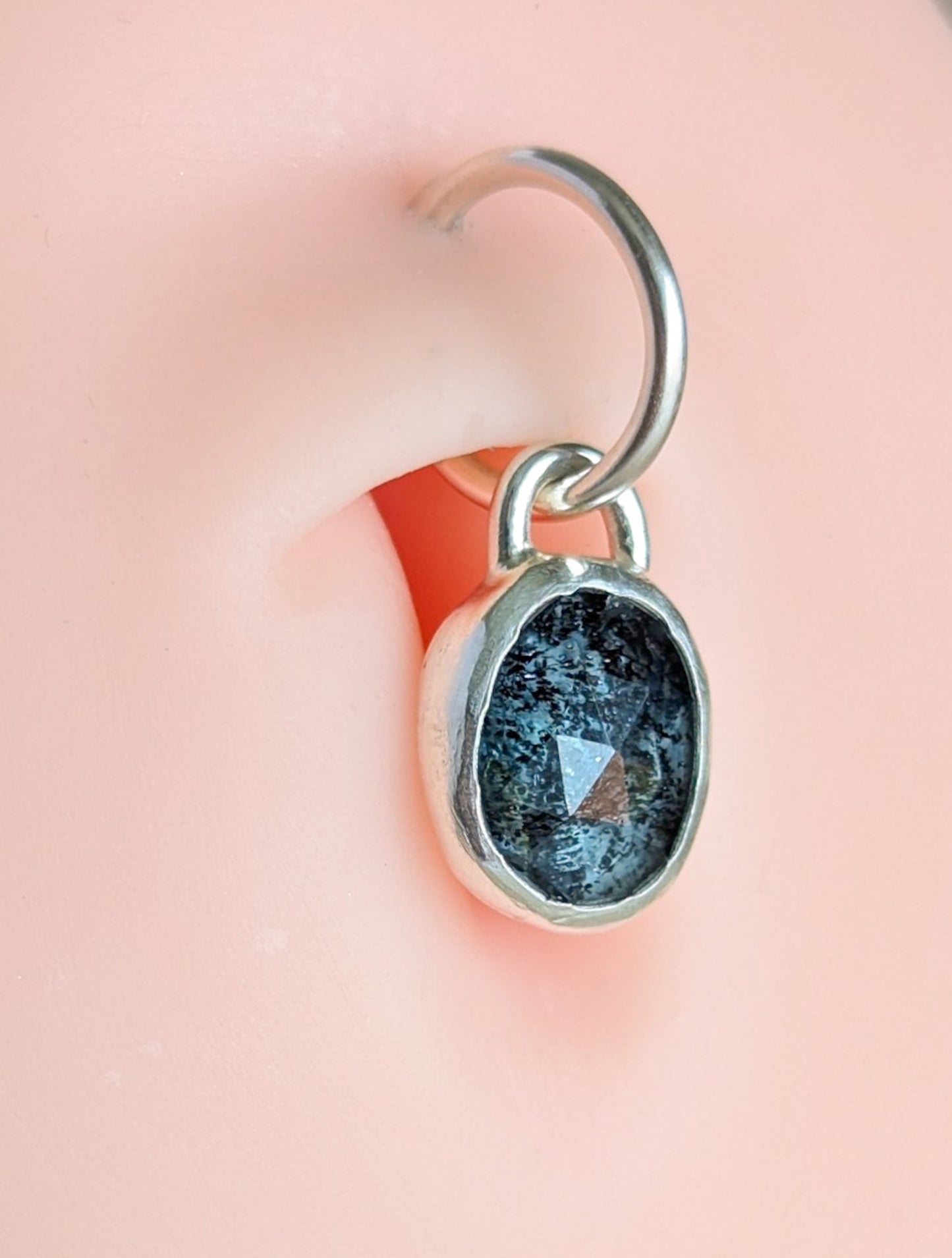 One of a kind sterling silver gemstone dangle belly rings | Semi custom, finished in your size
