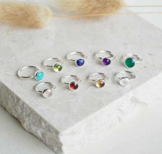 Sterling Silver Gemstone Belly Ring |  Made to order