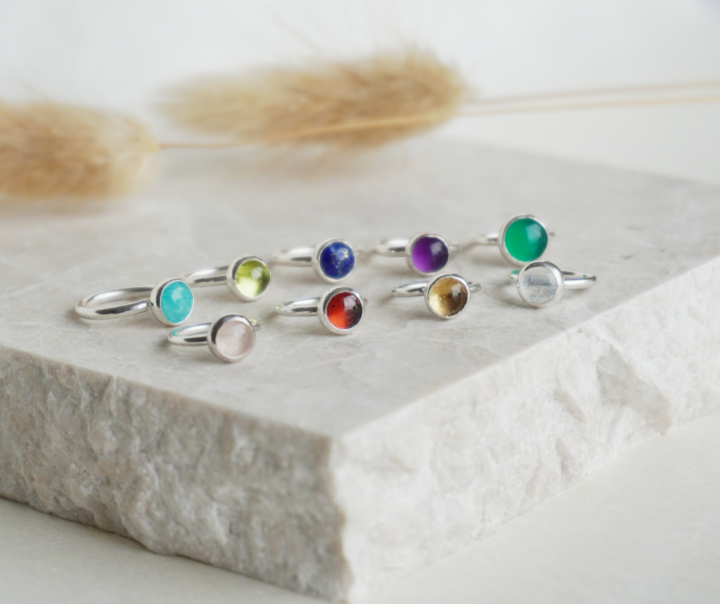 Sterling Silver Gemstone Belly Ring |  Made to order