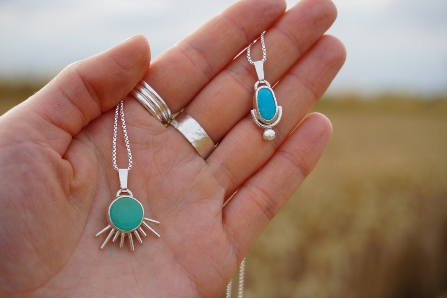 Sterling silver turquoise necklaces | One of a kind | Ready to ship