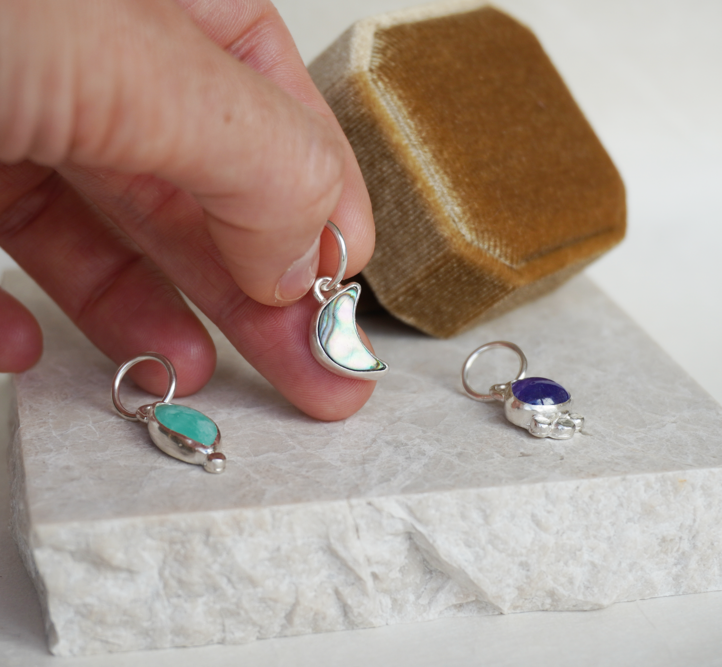 August collection gemstone sterling silver belly ring charms | One of a kind | Ready to ship