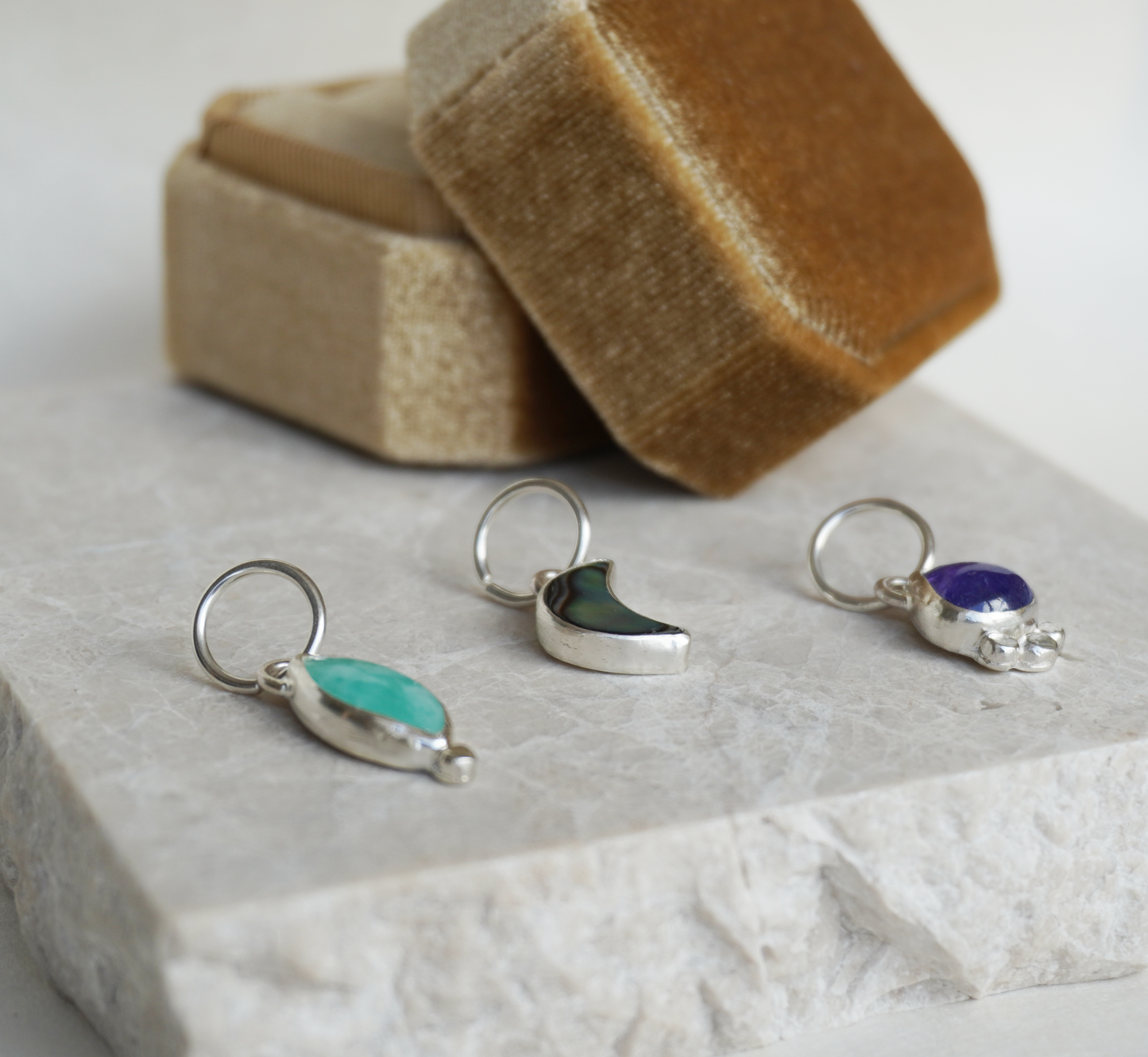 August collection gemstone sterling silver belly ring charms | One of a kind | Ready to ship