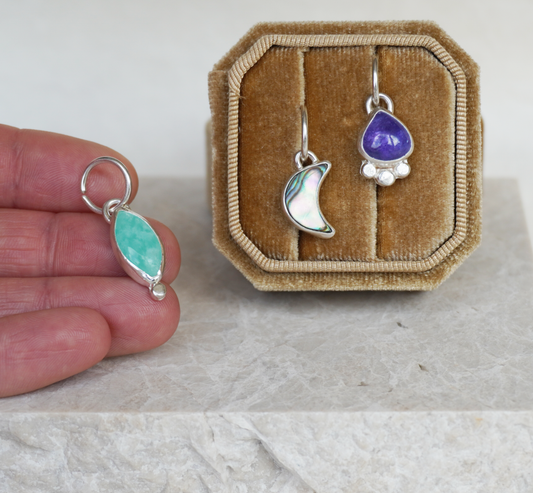 August collection gemstone sterling silver belly ring charms | One of a kind | Ready to ship