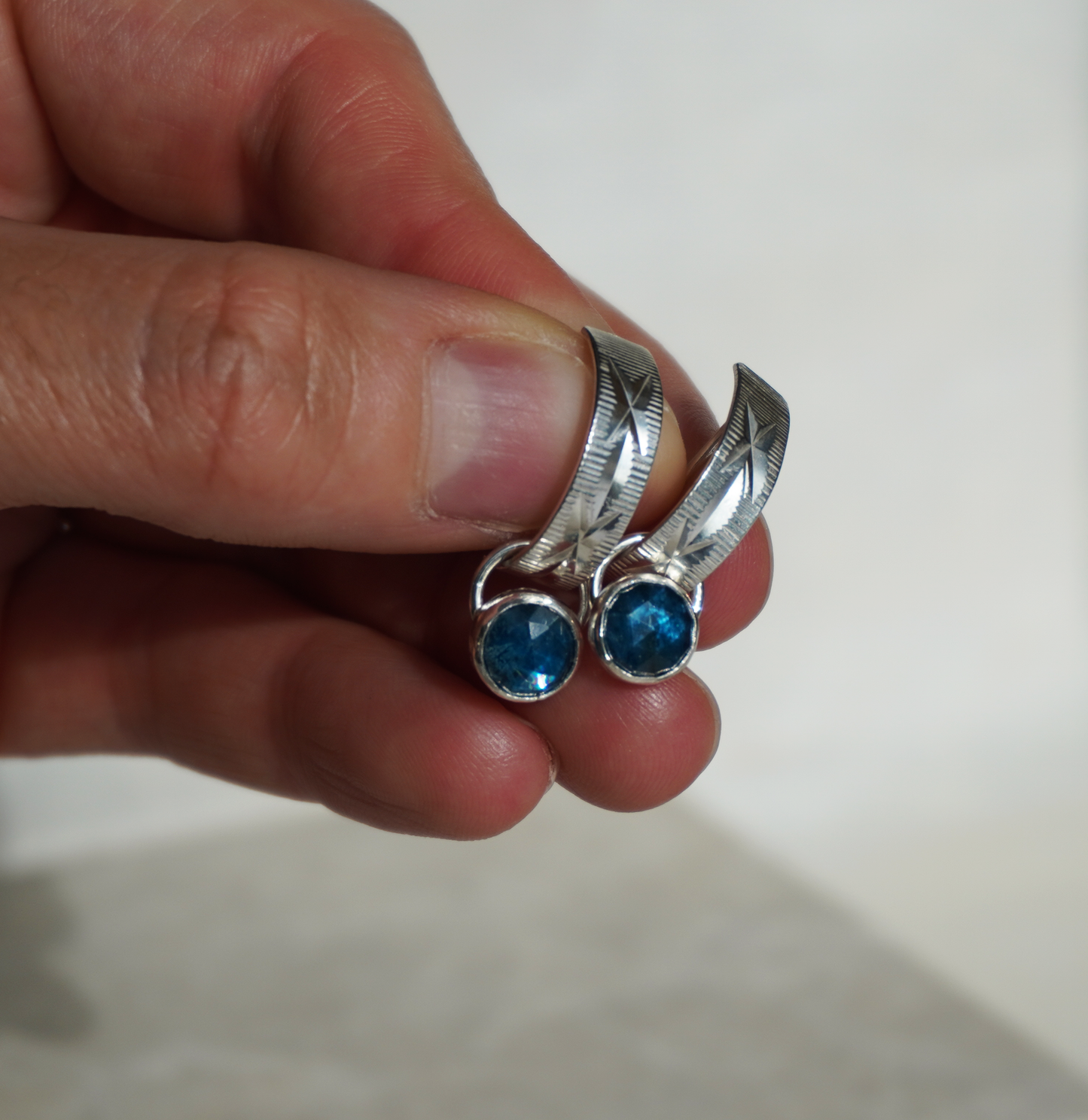 Neon blue apatite earrings and ring set | Ready to ship | One of a kind