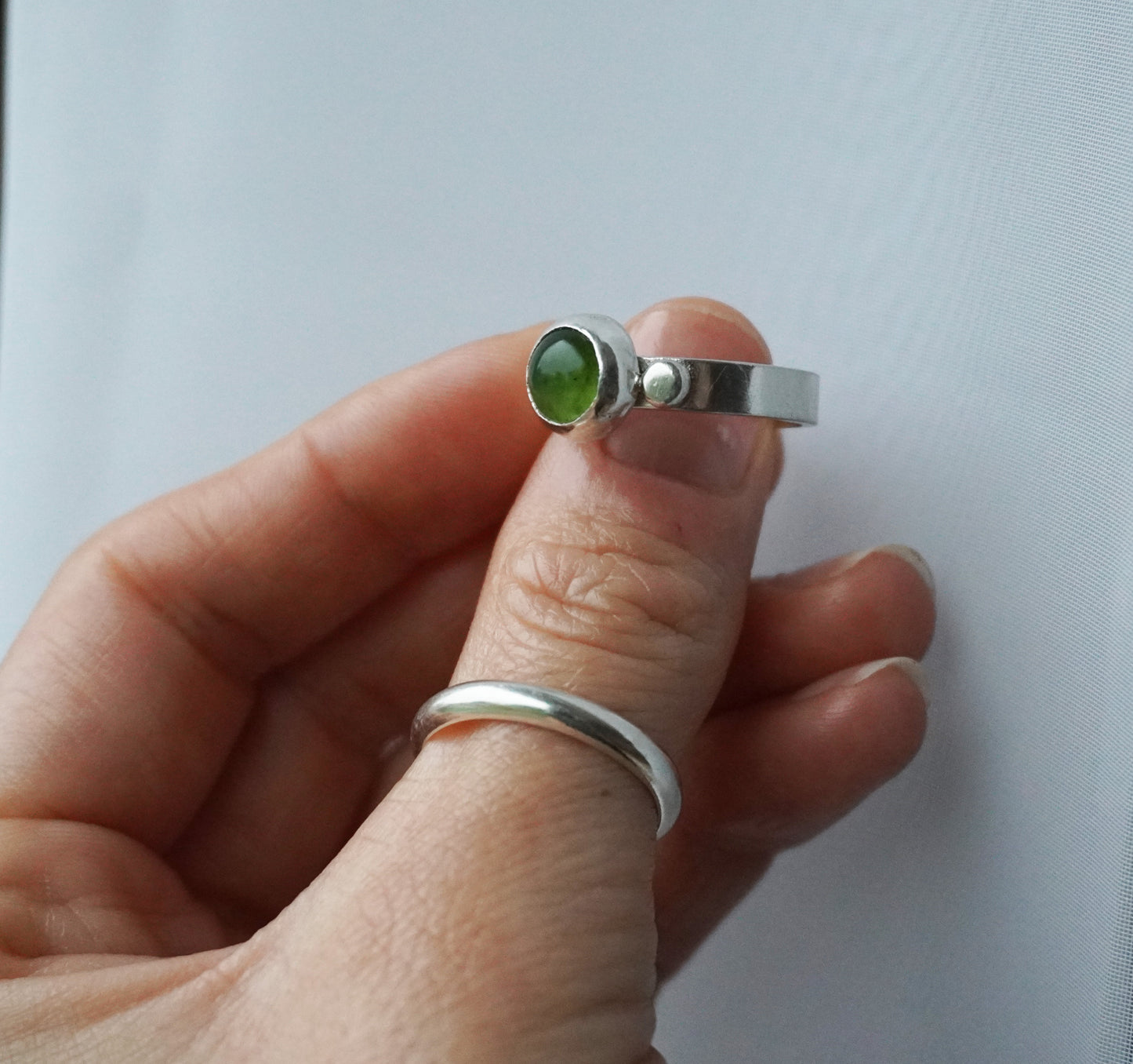 Serpentine gemmy sterling silver ring | Size P | Ready to ship