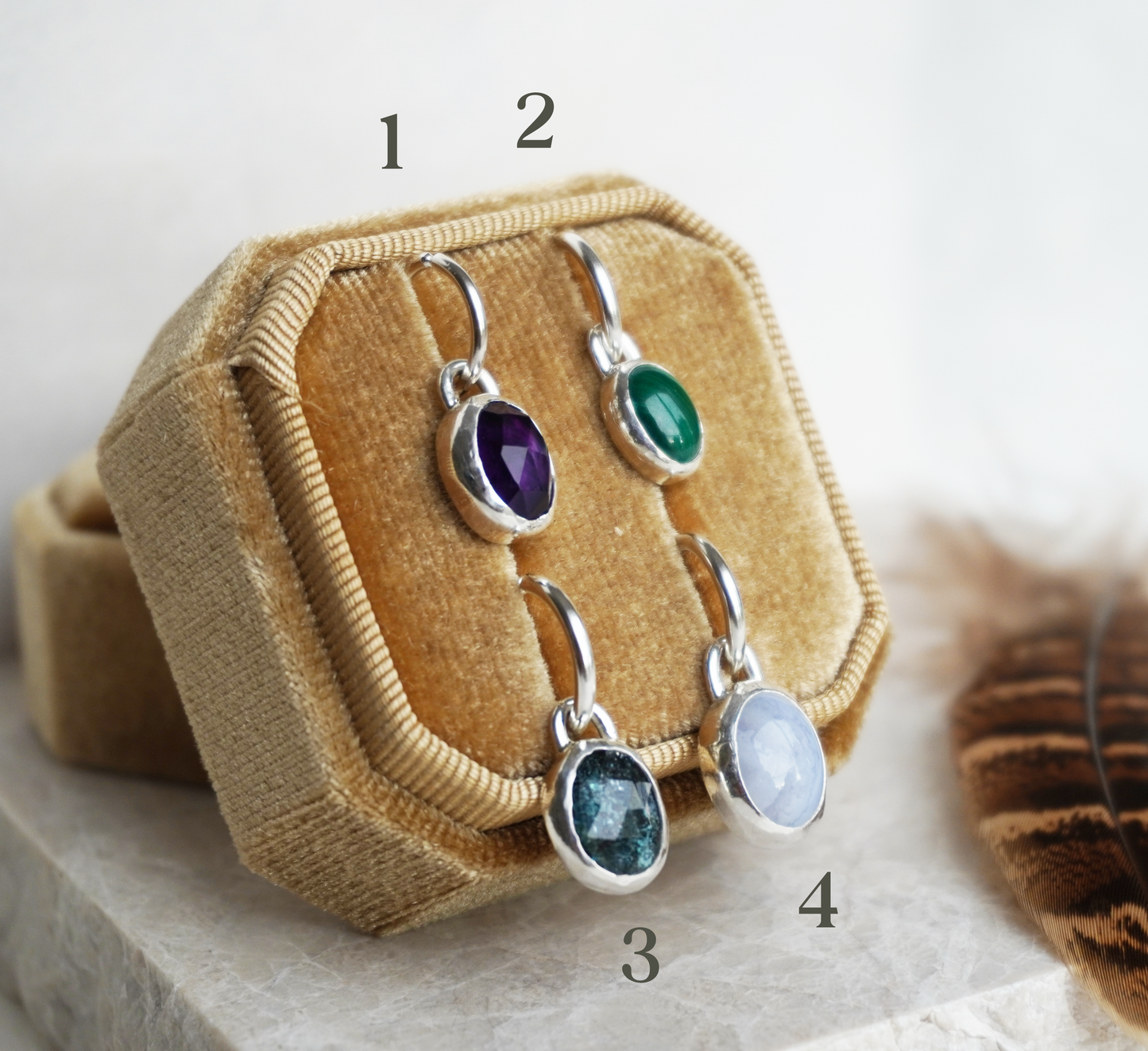 One of a kind sterling silver gemstone dangle belly rings | Semi custom, finished in your size