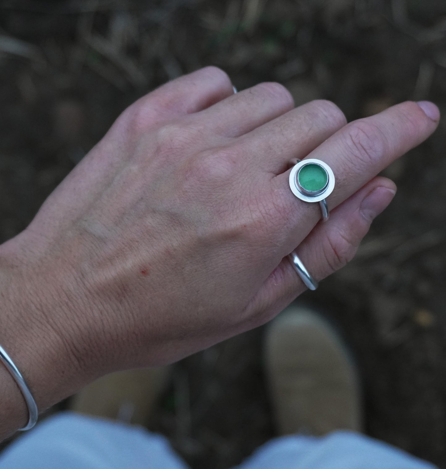 Serpentine sterling silver ring | Size S | Ready to ship
