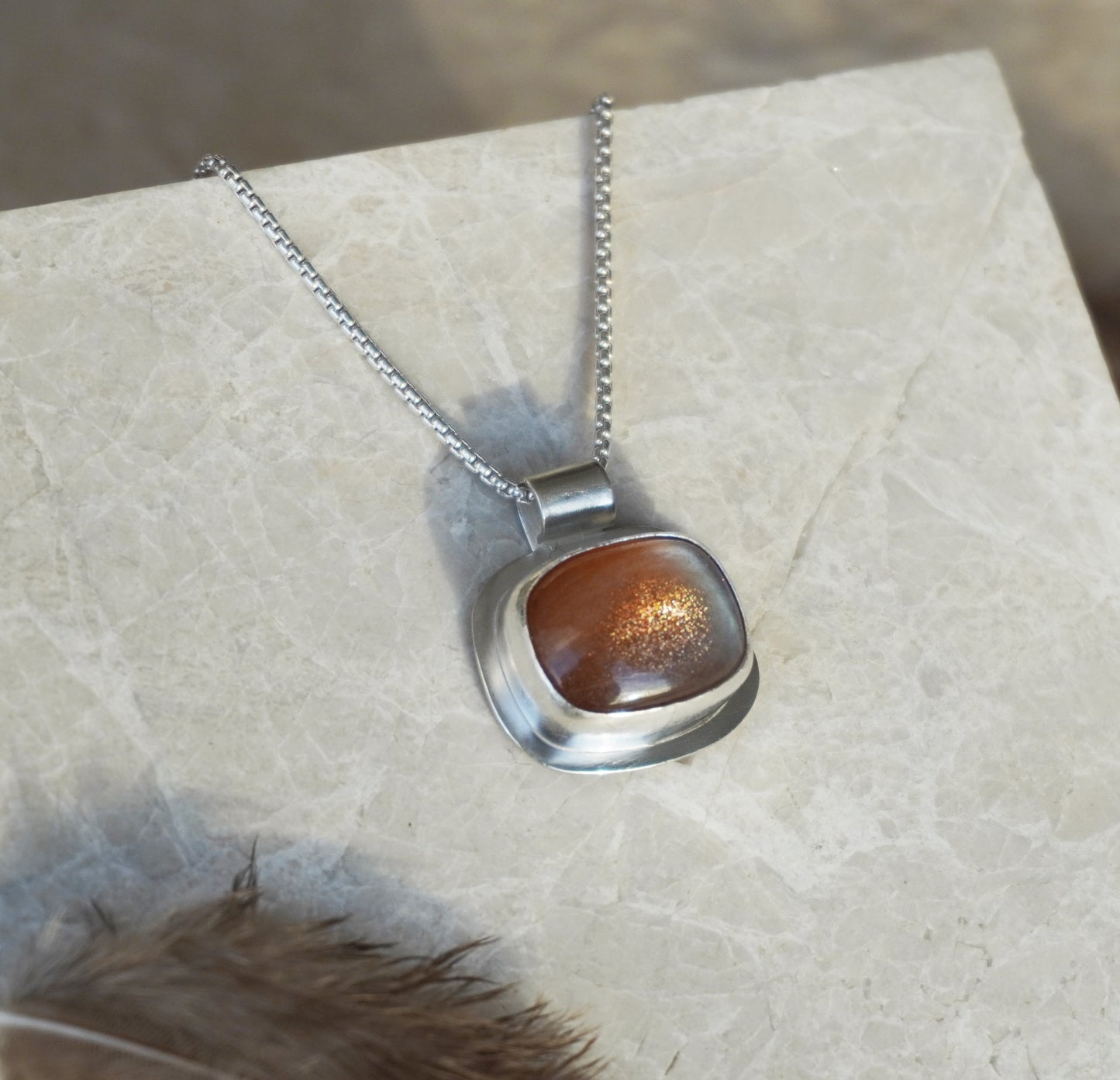 The 'sun-catcher' necklace pendant | Sterling silver and sunstone