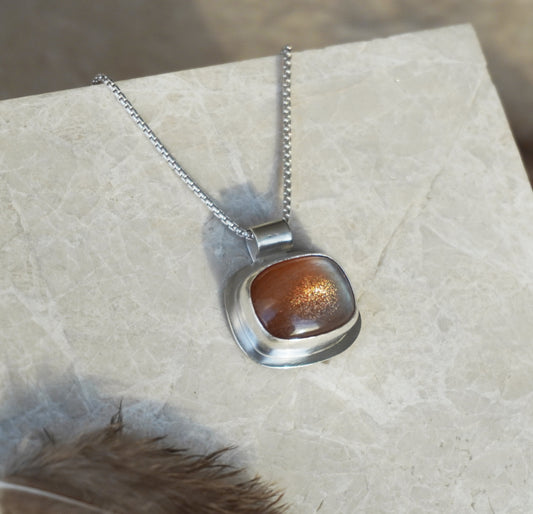 The 'sun-catcher' necklace pendant | Sterling silver and sunstone