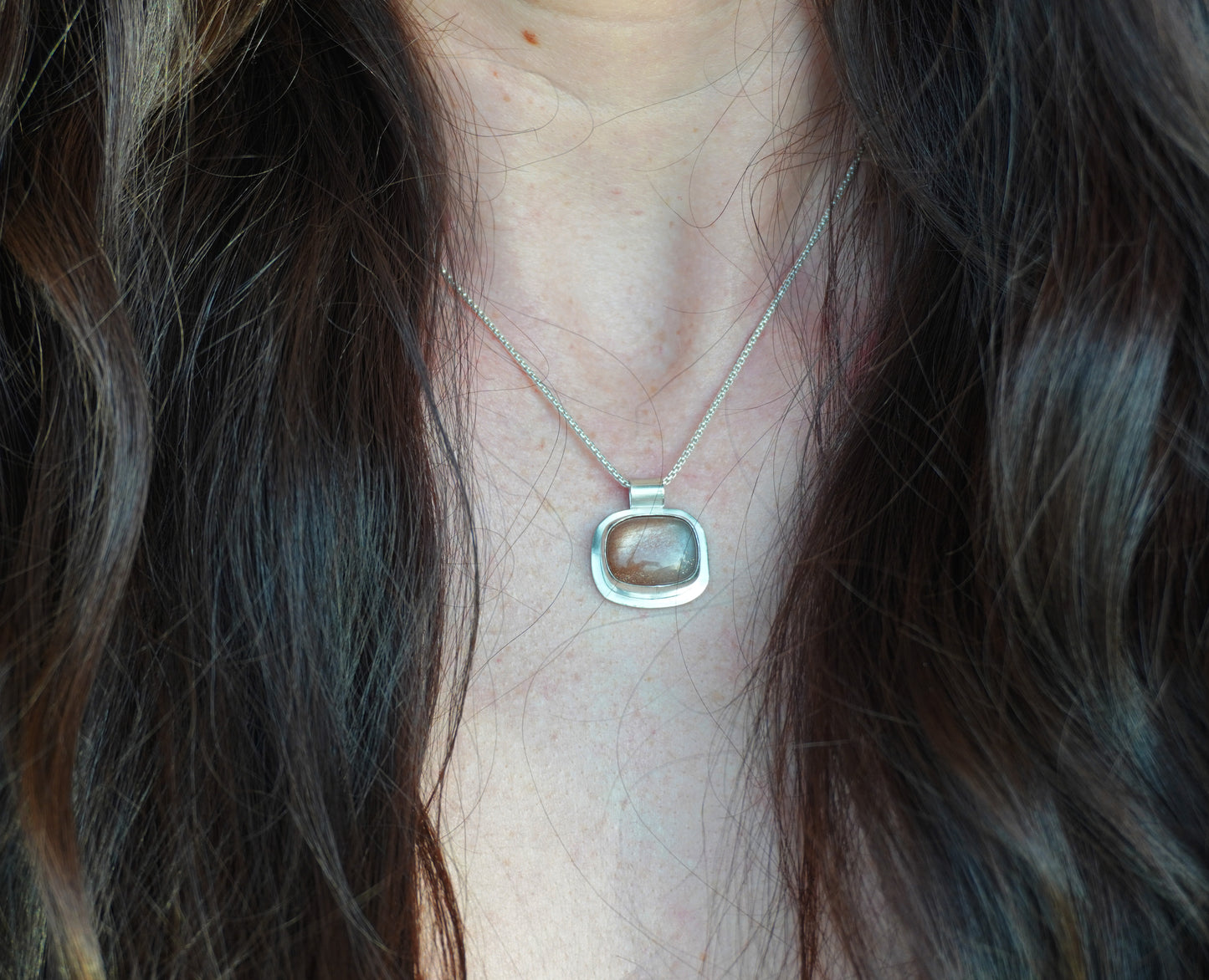 The 'sun-catcher' necklace pendant | Sterling silver and sunstone