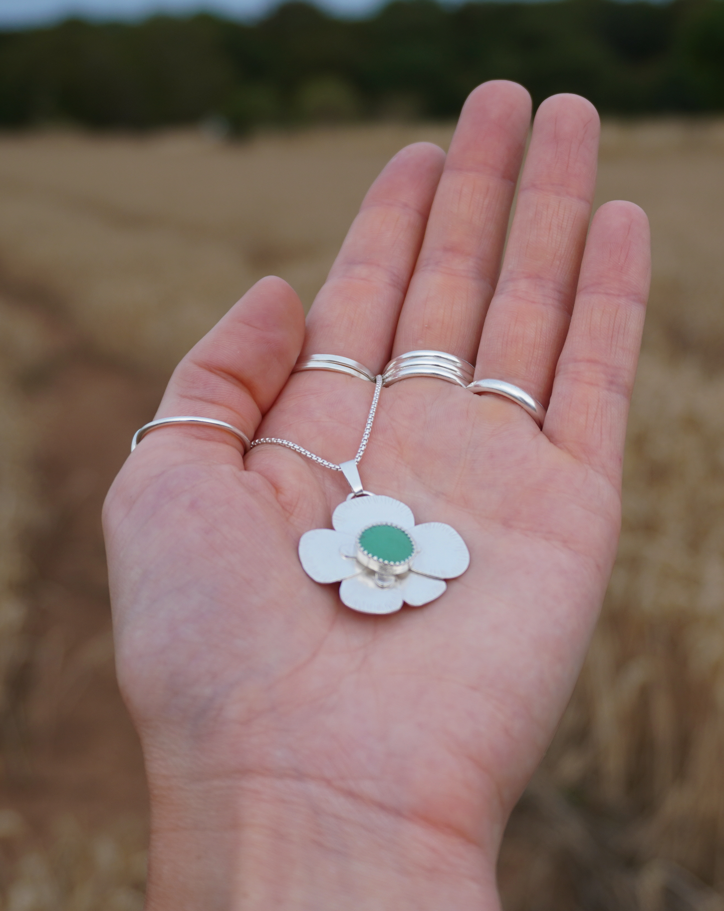 Seconds * The poppy necklace | Sterling silver and turquoise | One of a kind | Ready to ship