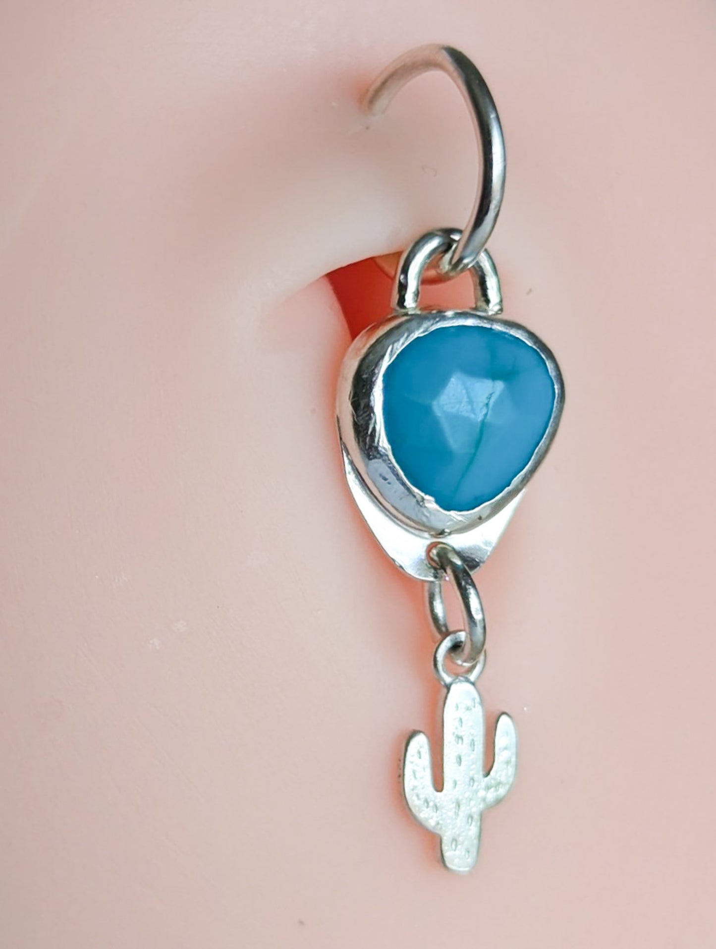 One of a kind sterling silver gemstone dangle belly rings | Semi custom, finished in your size