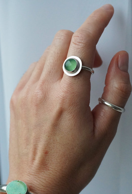 Serpentine sterling silver ring | Size S | Ready to ship