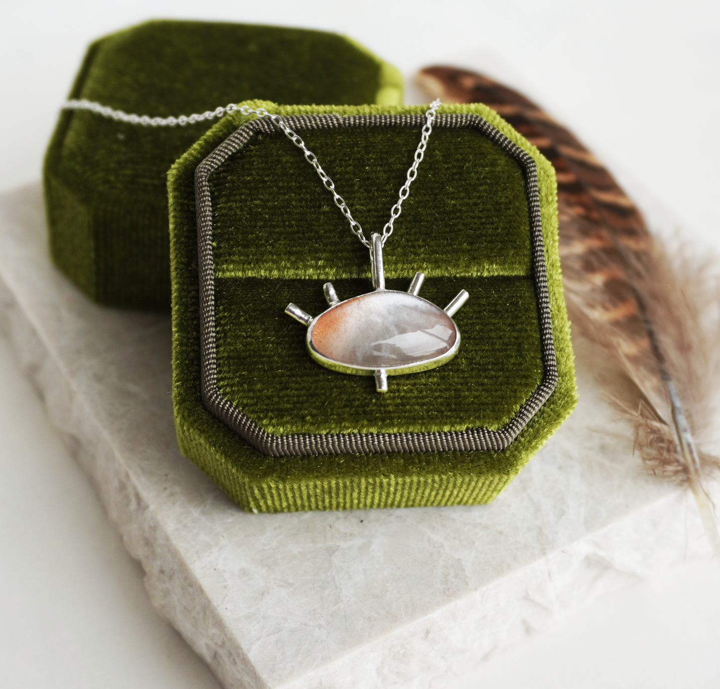 Sunstone 'evil eye' necklace