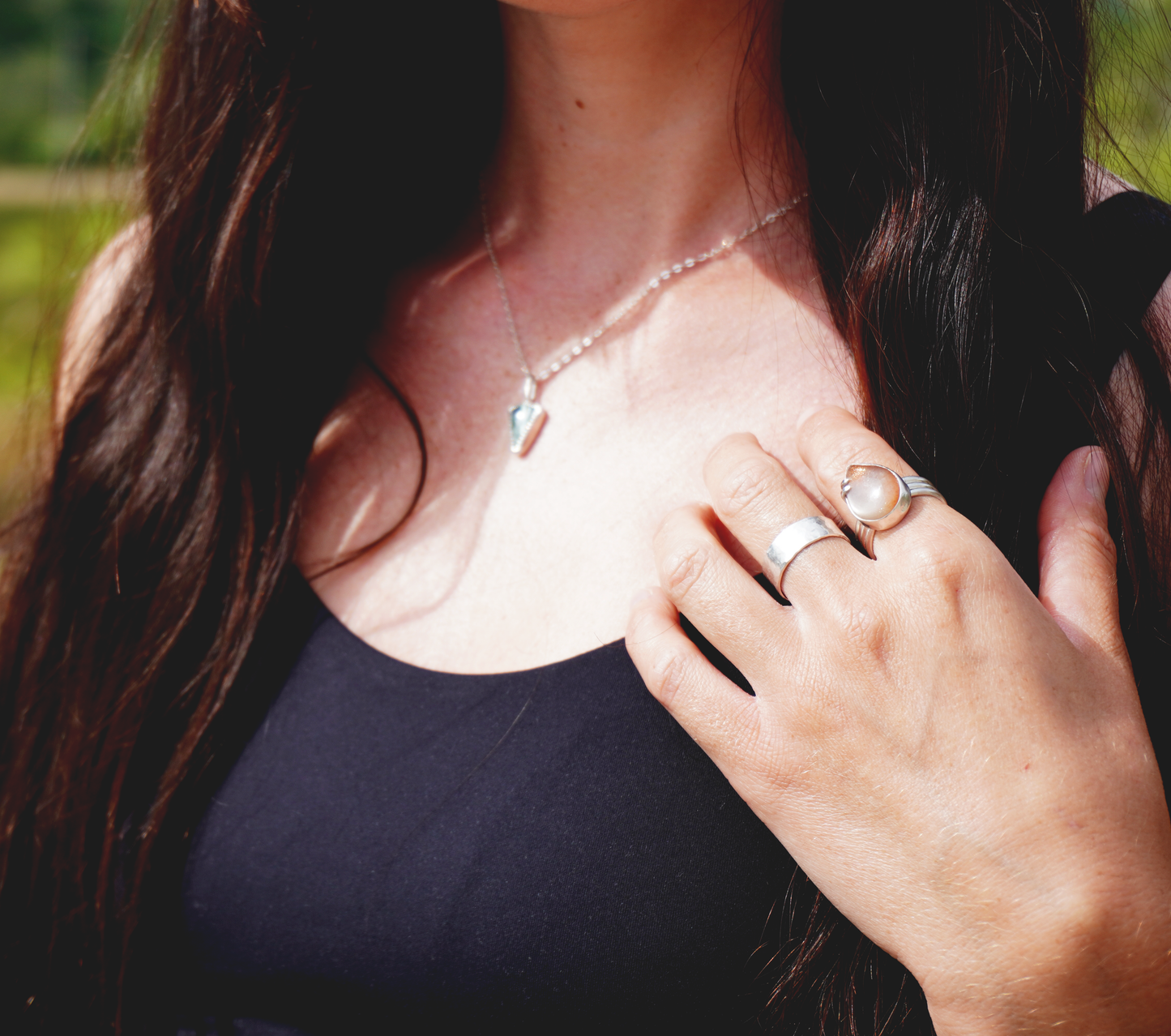 Sunstone confetti ring - Size Q / P