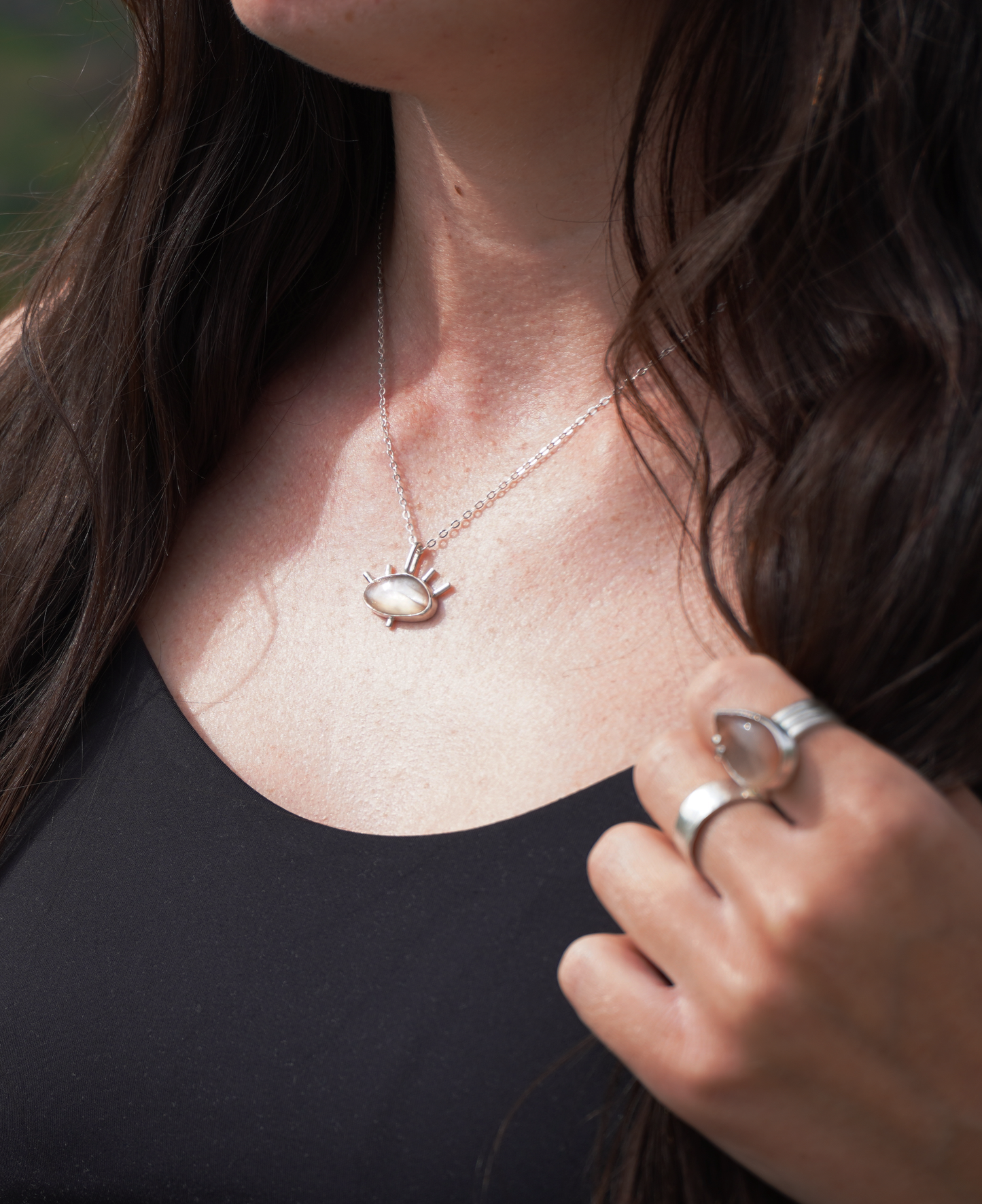 Sunstone 'evil eye' necklace