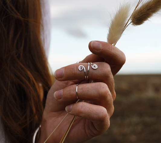Sterling silver spiral midi ring | Adjustable |  Made to order