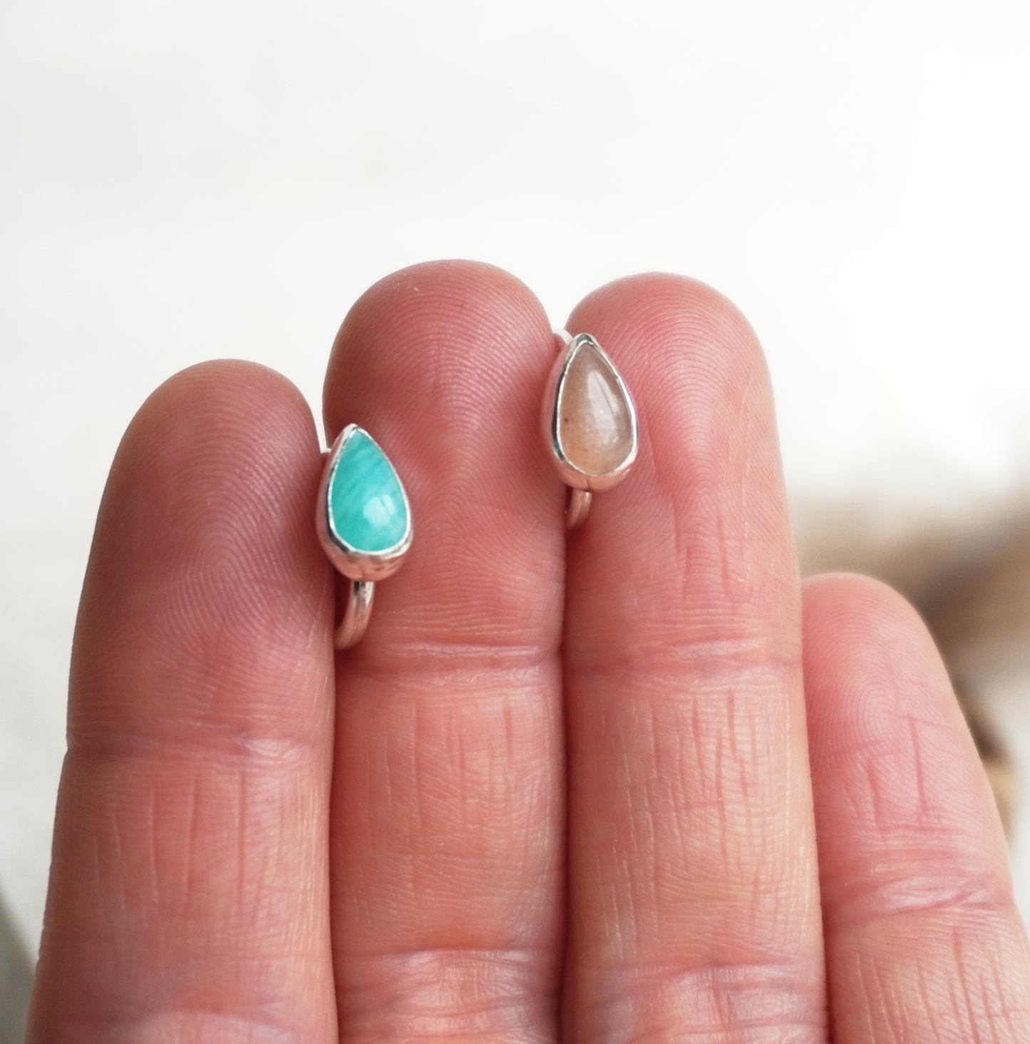 Teardrop Gemstone Sterling Silver Belly Ring | Made to order