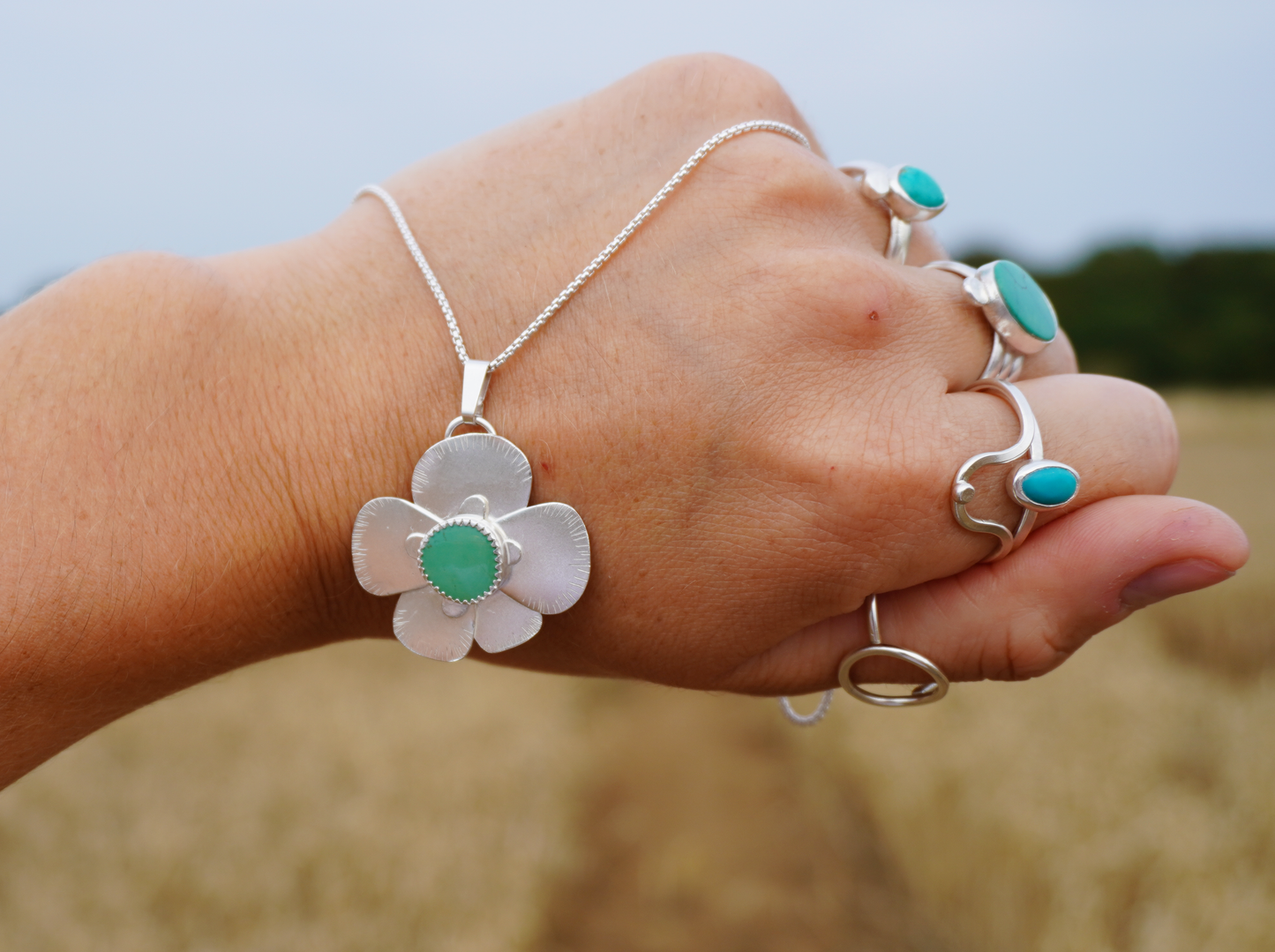 Seconds * The poppy necklace | Sterling silver and turquoise | One of a kind | Ready to ship