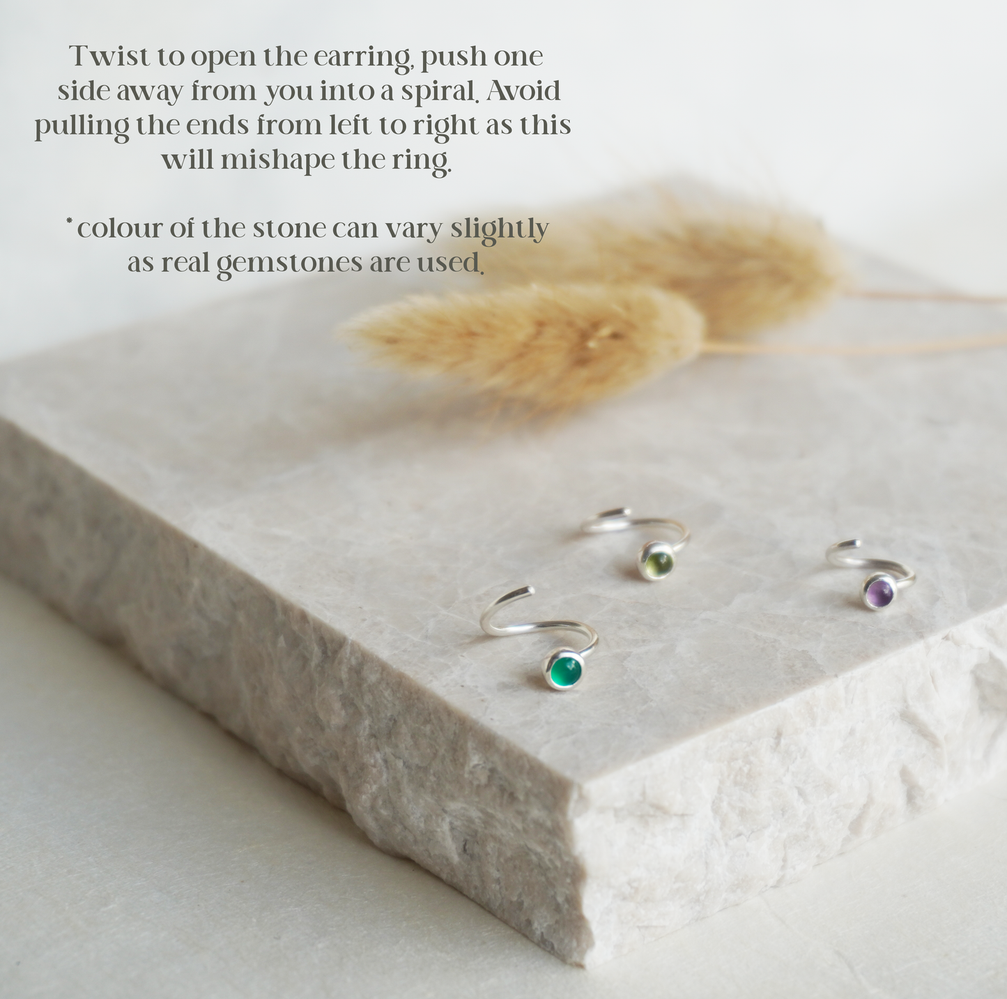 Sterling Silver Cartilage Gemstone Earring | Made to Order