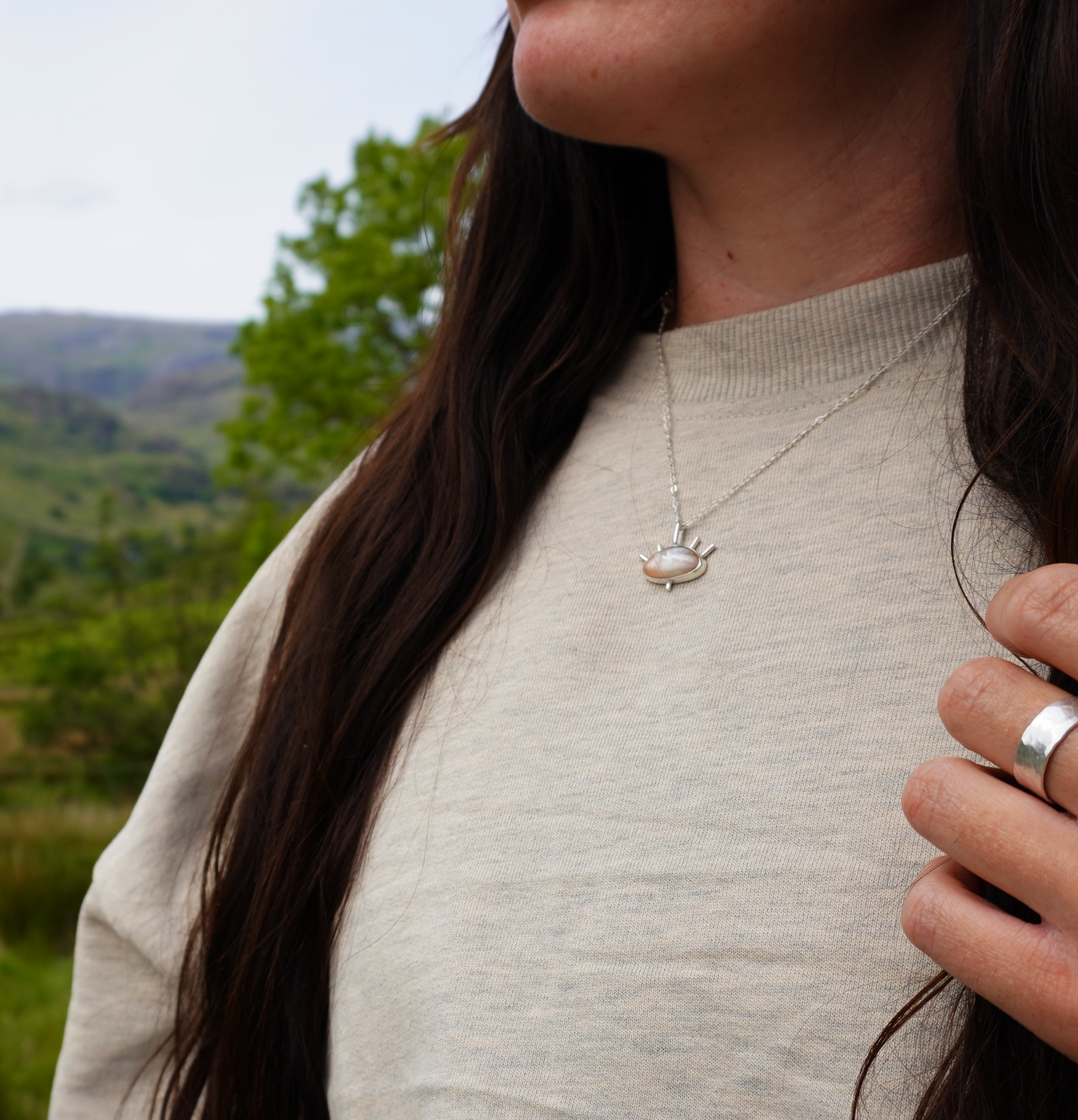 Sunstone 'evil eye' necklace